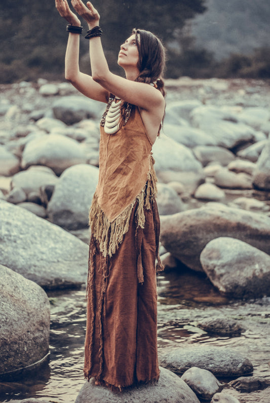 Shamanic Woman Outfit ⋙ Forest Woman Backless Halter Top + Wise Tree Skirt
