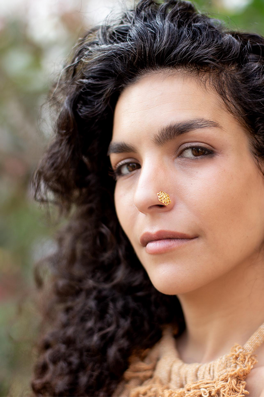 Huge Gold Nosering ๑⋙⋗ 22 Karat Gold . Traditional Tribal Design .Spiral back .