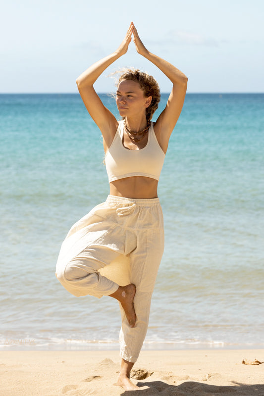 Yoga Outfit ๑⋙ Organic Cotton Yoga Top + 3/4 Harem Pants Handwoven Cotton