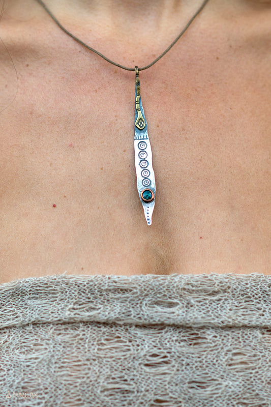 Organika Mystica Pendant ⋙ Hand Hammered Silver Bronze & Brass