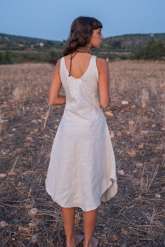 Kalya Dress »» Natural Linen Dress »» Sleeveless Short Dress