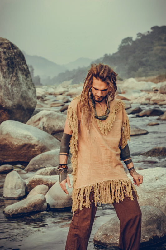 Native Spirit Sleeveless Shirt ~ Handwoven Khadi Cotton