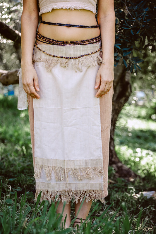 Handwoven Panel Skirt ⋘⋙ Handwoven Cotton & Handwoven Raw Silk