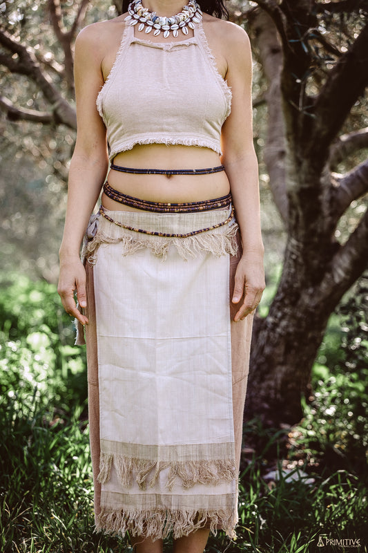 Handwoven Panel Skirt ⋘⋙ Handwoven Cotton & Handwoven Raw Silk