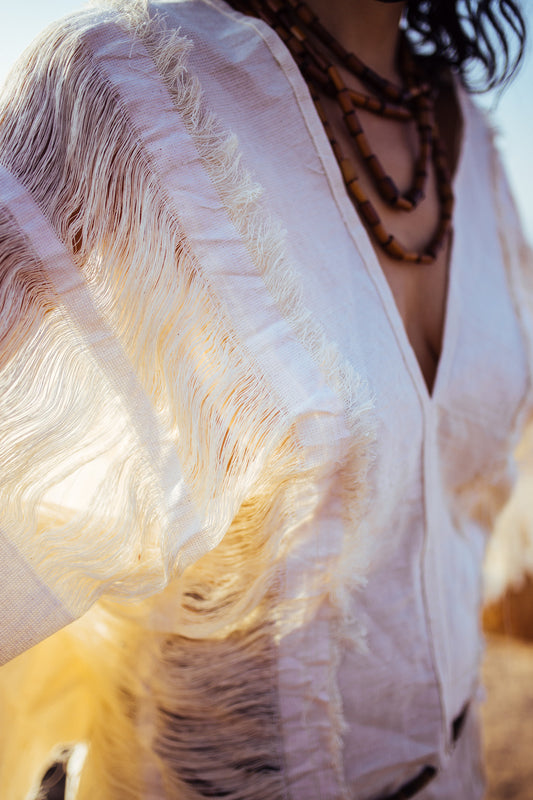 Frayed Cotton Poncho