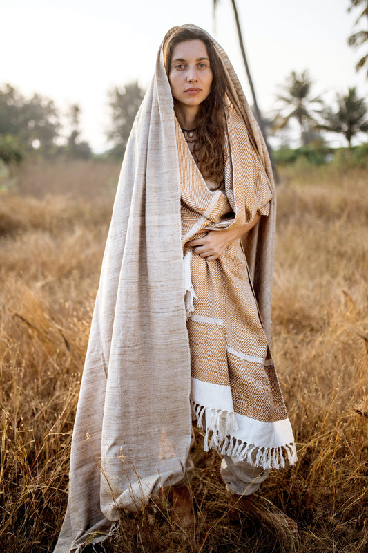 Tribal Handwoven Raw Silk Shawl