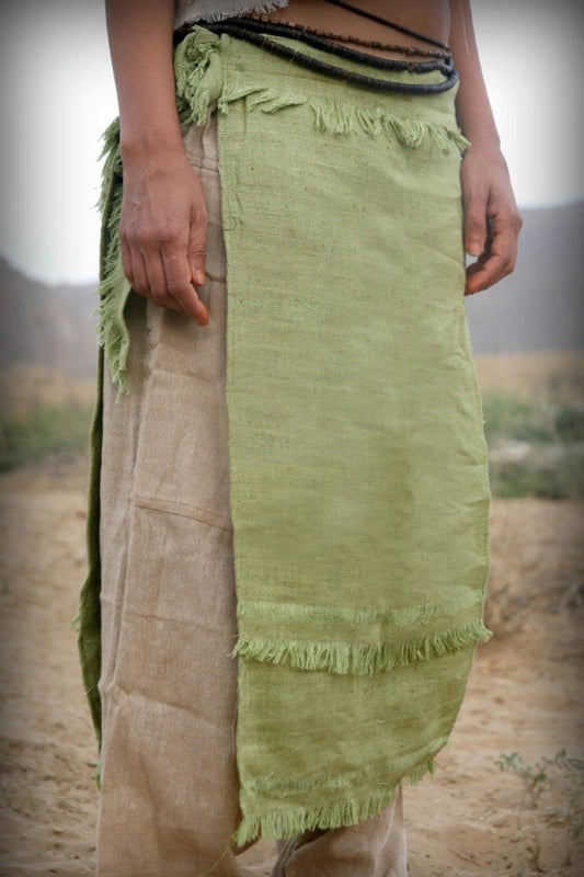 Sage Panel Skirt ⋙⋘ Handwoven Raw Silk