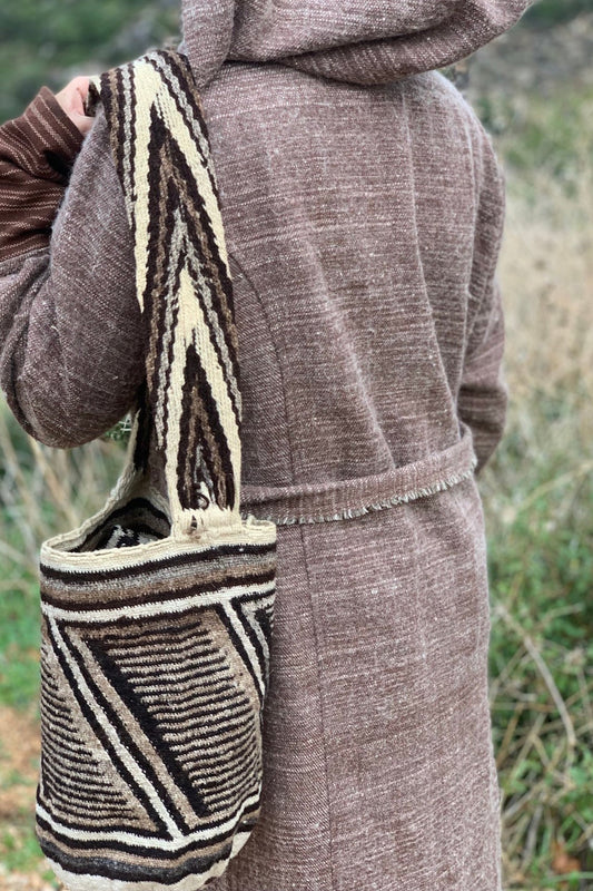 Arhuaco Mochila • Hand stitched Raw Sheep Wool Traditional Mochila