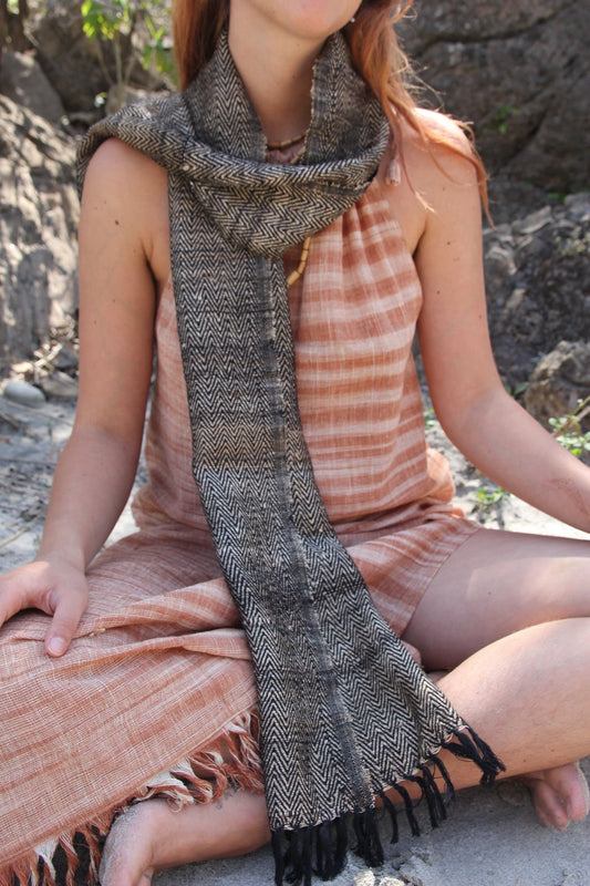 Handwoven Yak wool Scarf. Tribal Weave Yak Wool Scarf