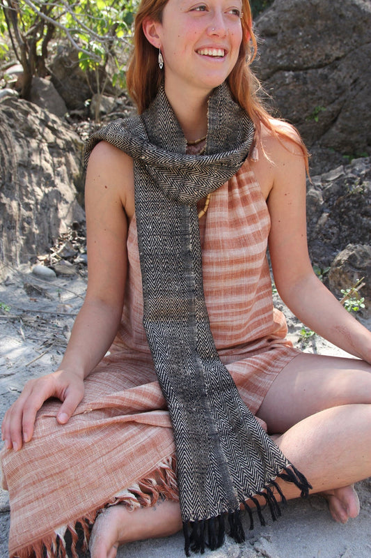 Handwoven Yak wool Scarf. Tribal Weave Yak Wool Scarf