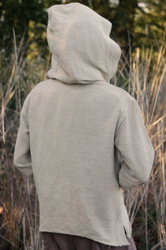 Shirt with Hoodie ~ Handwoven Raw Silk