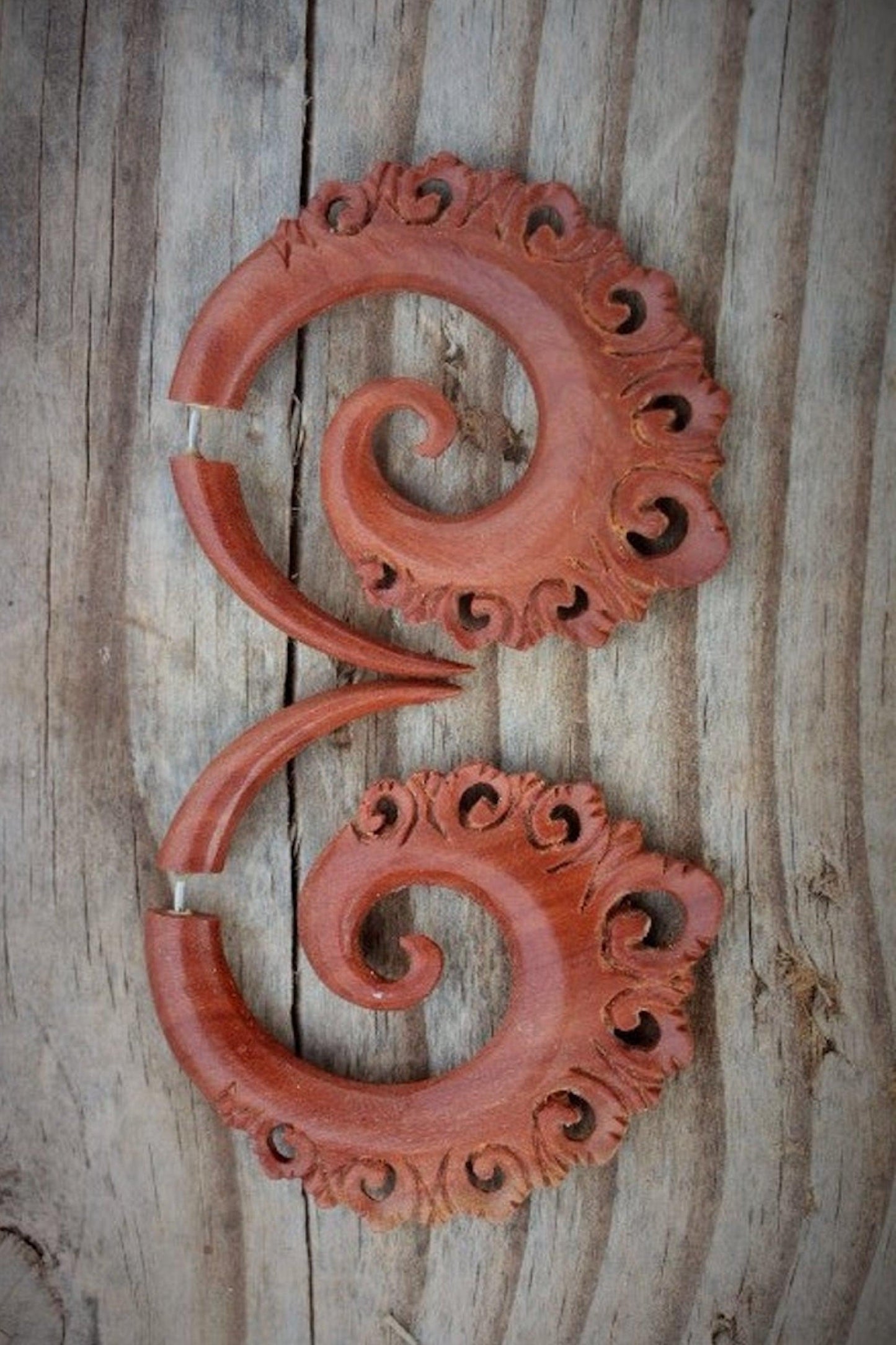 20% OFF ~ Carved Wood ๑ Tribal Earrings ๑