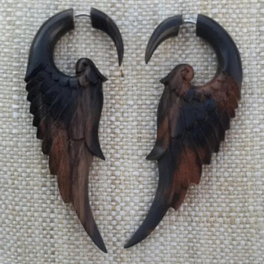 20% OFF ~ Carved Wood ๑ Wings Earrings ๑