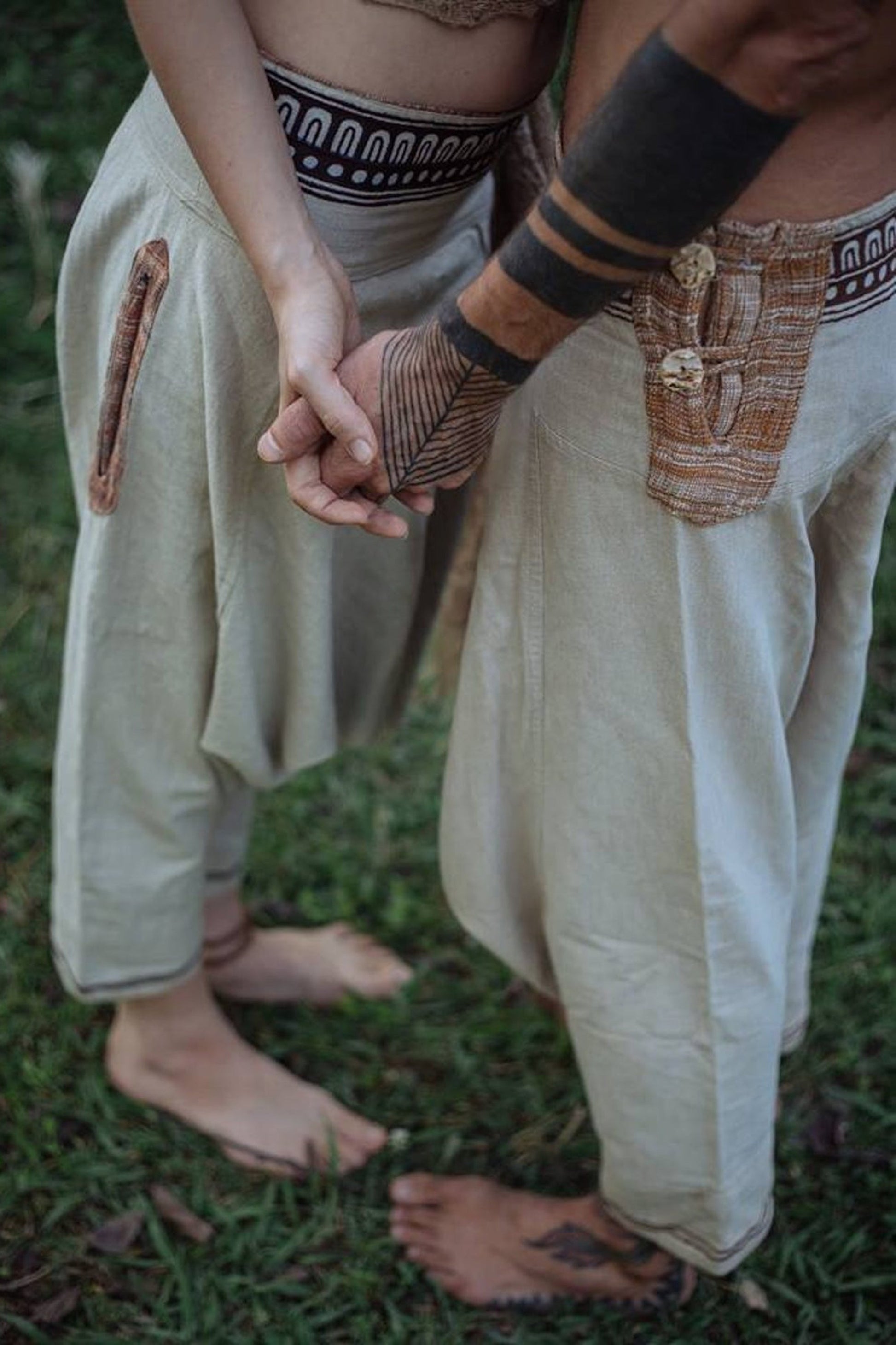 Hemp Cotton Harem Pants ⋗⋙ With Tribal Embroidery ⋗⋙ Unisex ⋘⋖