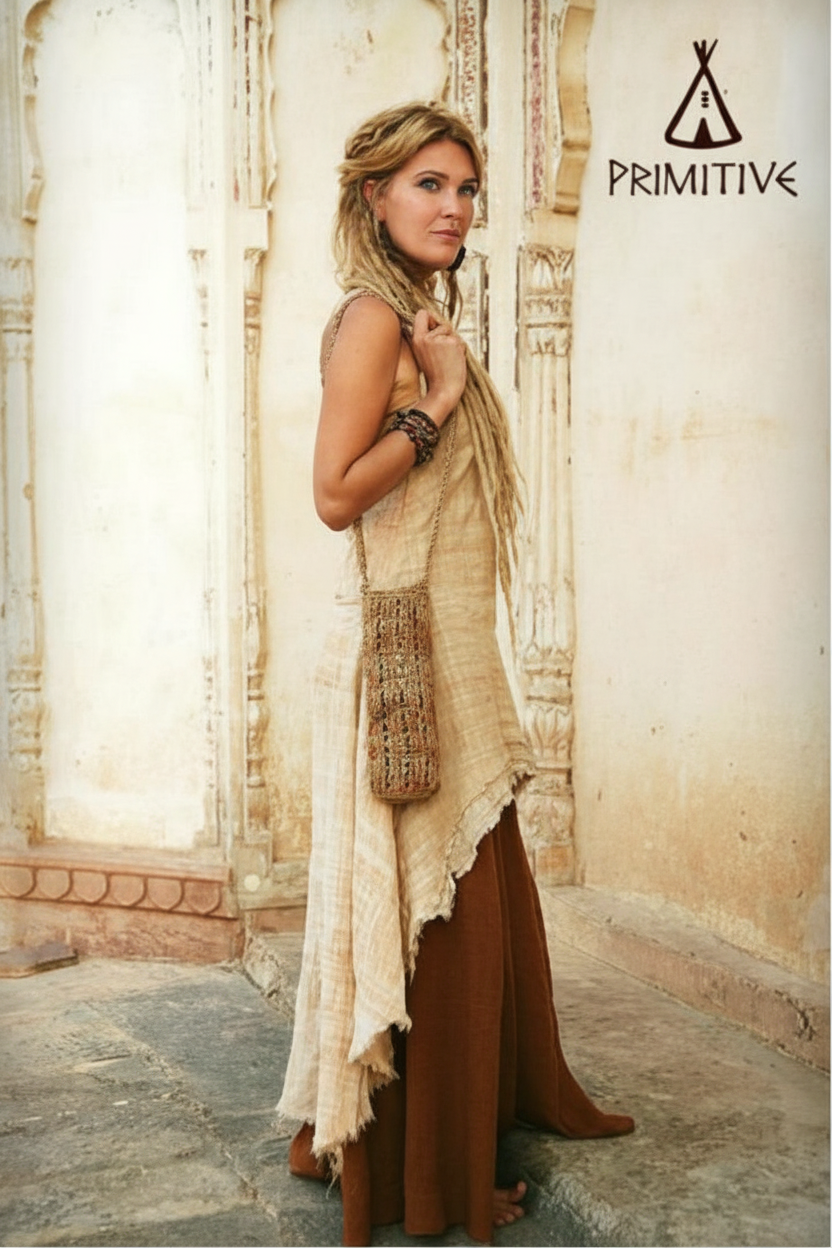 Asymmetrical Sleeveless Dress ⋙ Handwoven Khadi Cotton - XS size