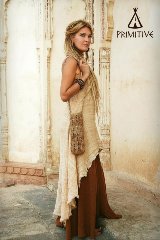 Asymmetrical Sleeveless Dress ⋙ Handwoven Khadi Cotton - XS size