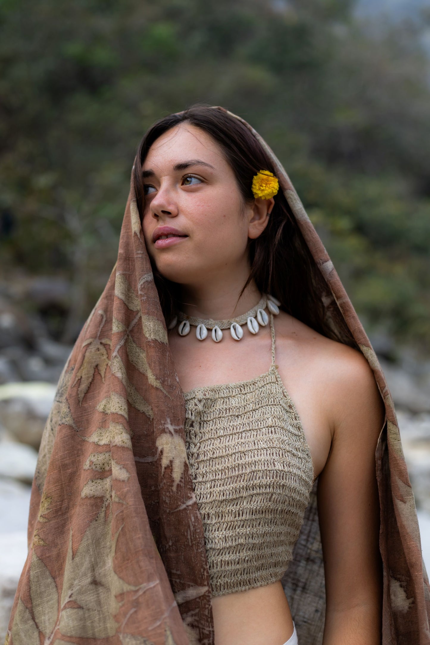 Eco Printed Cotton Shawl ~ Botanical Print Collection