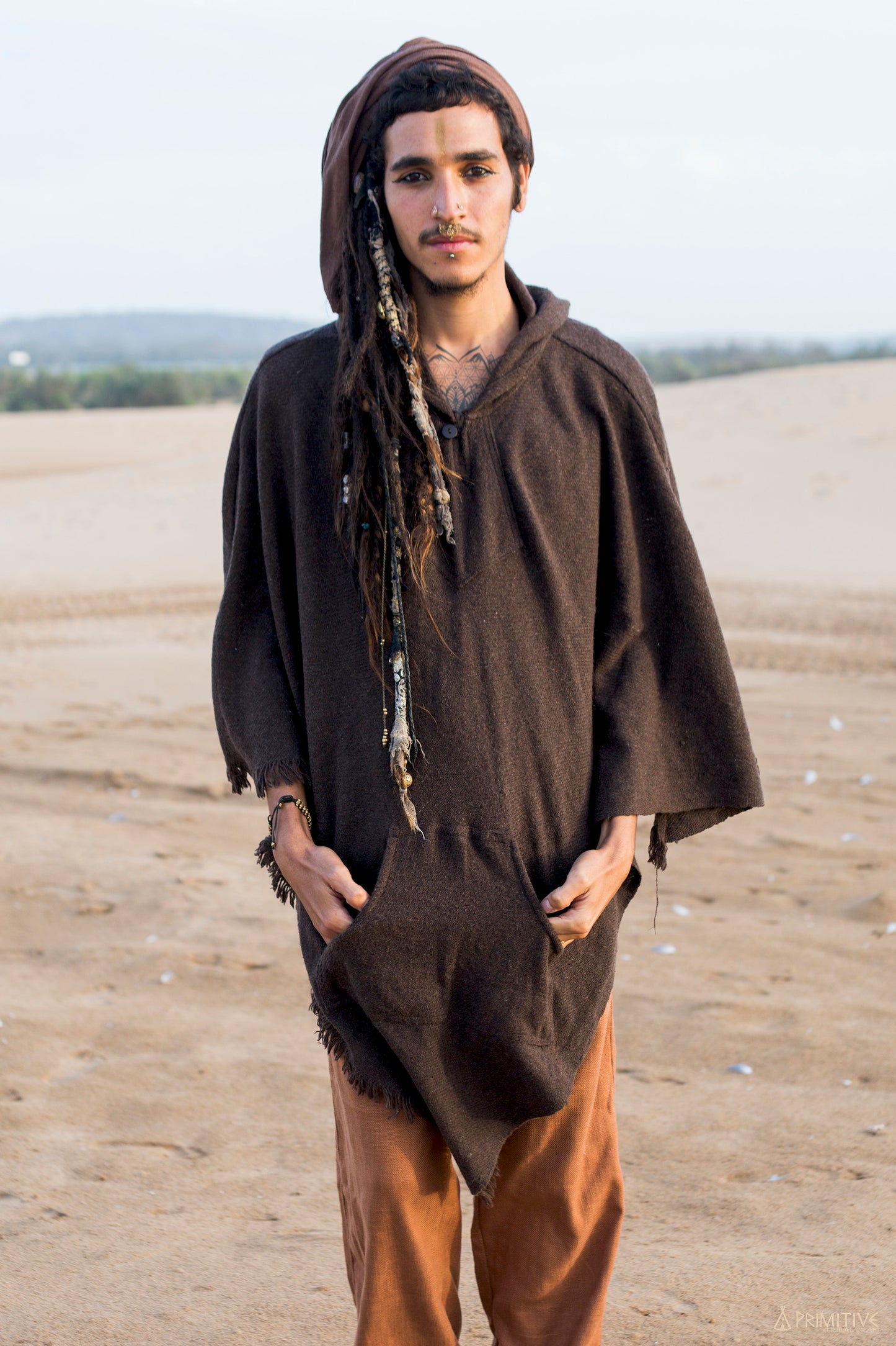 Wool Poncho with Hoodie ⋙ Unisex