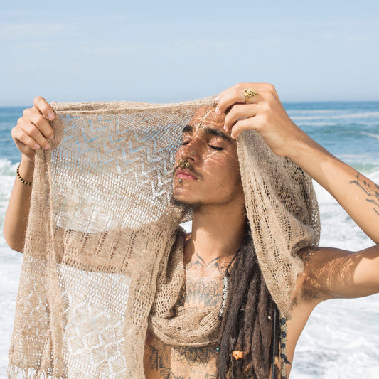 Wilde Himalaya-Nessel-Schal ~ Handgestrickt aus wilder Himalaya-Nessel-Faser ~