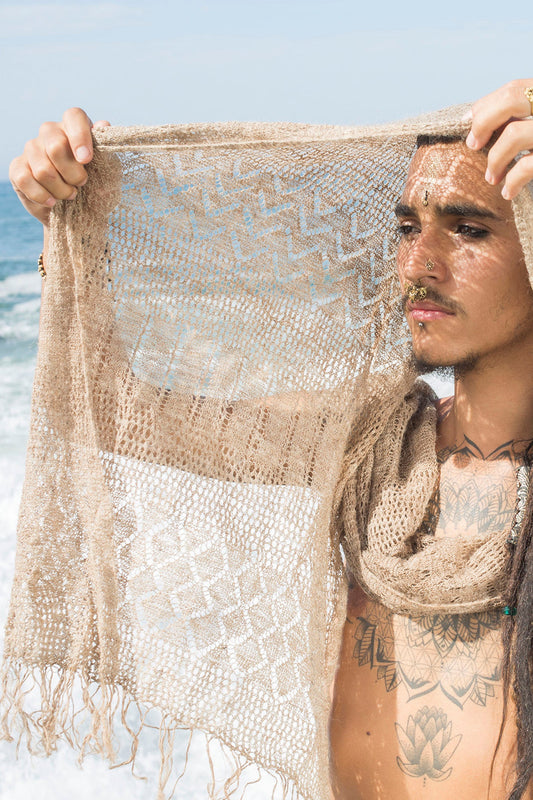 Wilde Himalaya-Nessel-Schal ~ Handgestrickt aus wilder Himalaya-Nessel-Faser ~