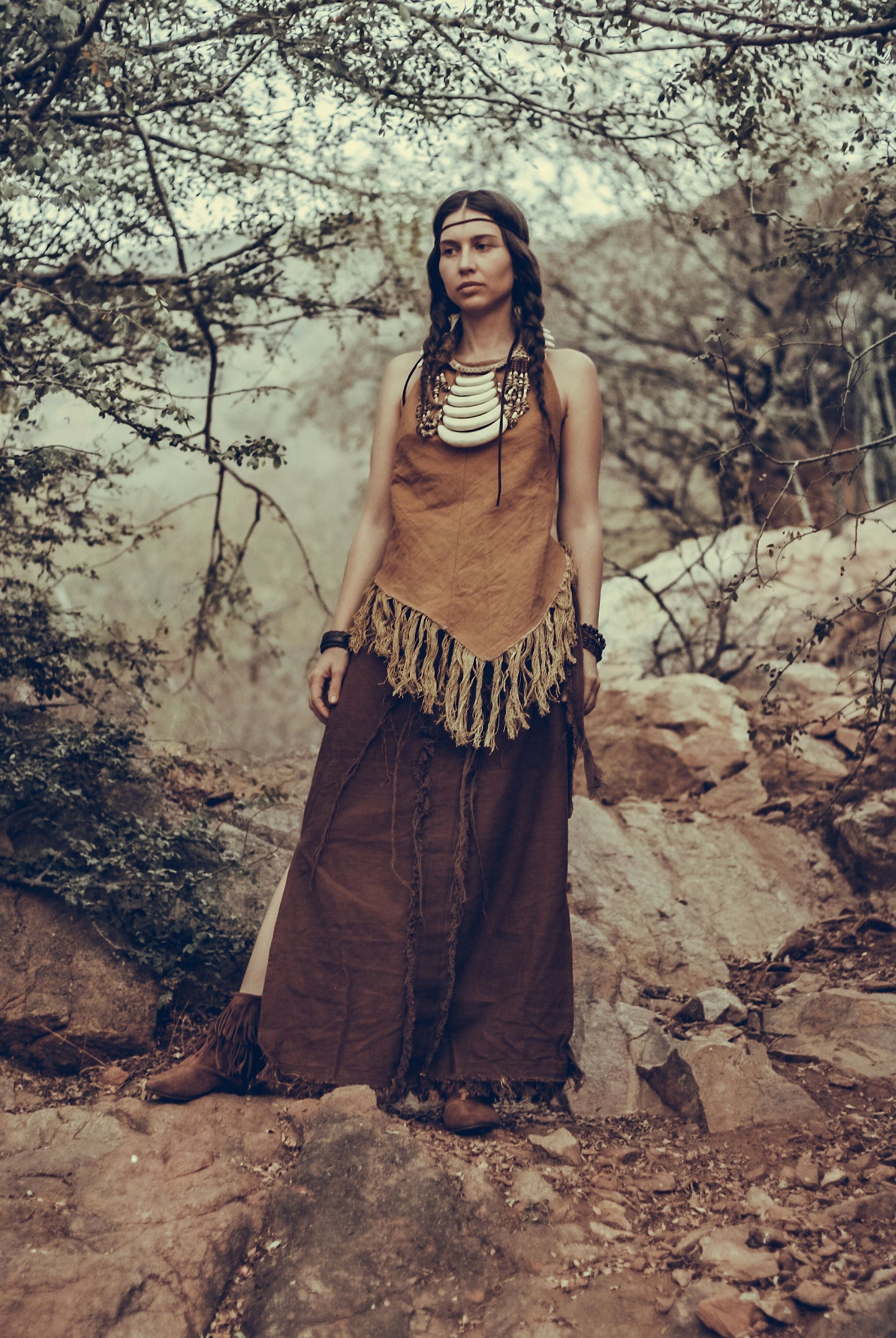 Shamanic Woman Outfit ⋙ Forest Woman Backless Halter Top + Wise Tree Skirt