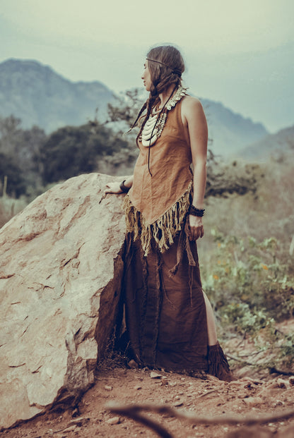 Shamanic Woman Outfit ⋙ Forest Woman Backless Halter Top + Wise Tree Skirt