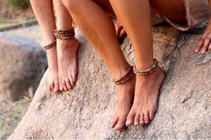 Double Anklet Bracelet ⋙ Tulsi Wood Beads ⋙ Set of 2