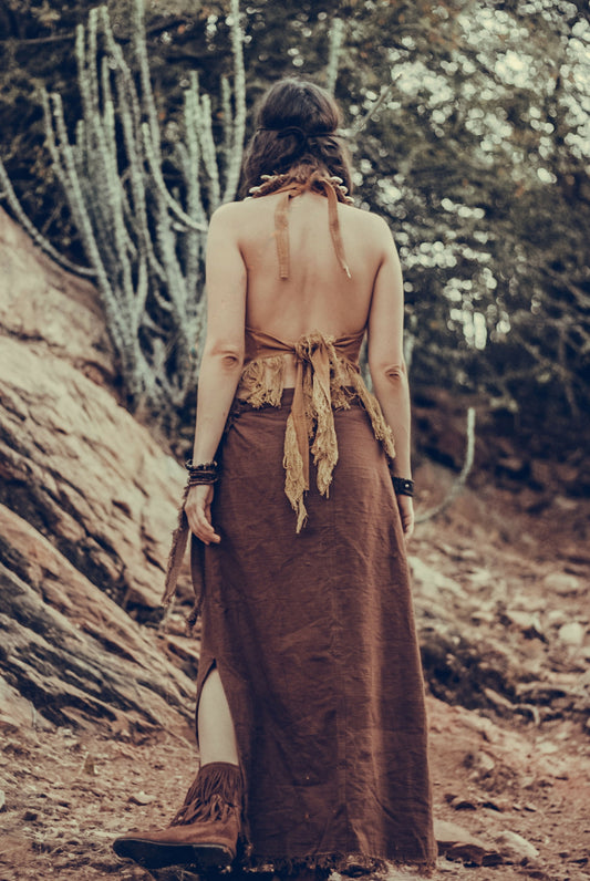 Shamanic Woman Outfit ⋙ Forest Woman Backless Halter Top + Wise Tree Skirt