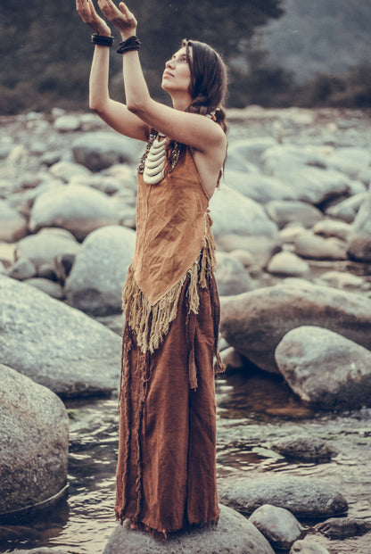 Shamanic Woman Outfit ⋙ Forest Woman Backless Halter Top + Wise Tree Skirt
