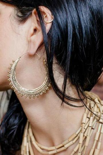 Tribal Large Brass Earrings ~