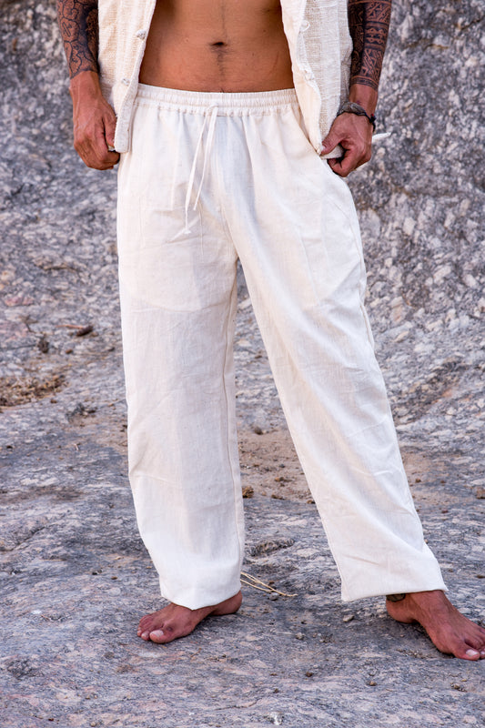 Earthy Summer Outfit ⫷⫸ Sleeveless Shirt with Hoodie + Men Pants ⋙ Handwoven (Khadi) Cotton