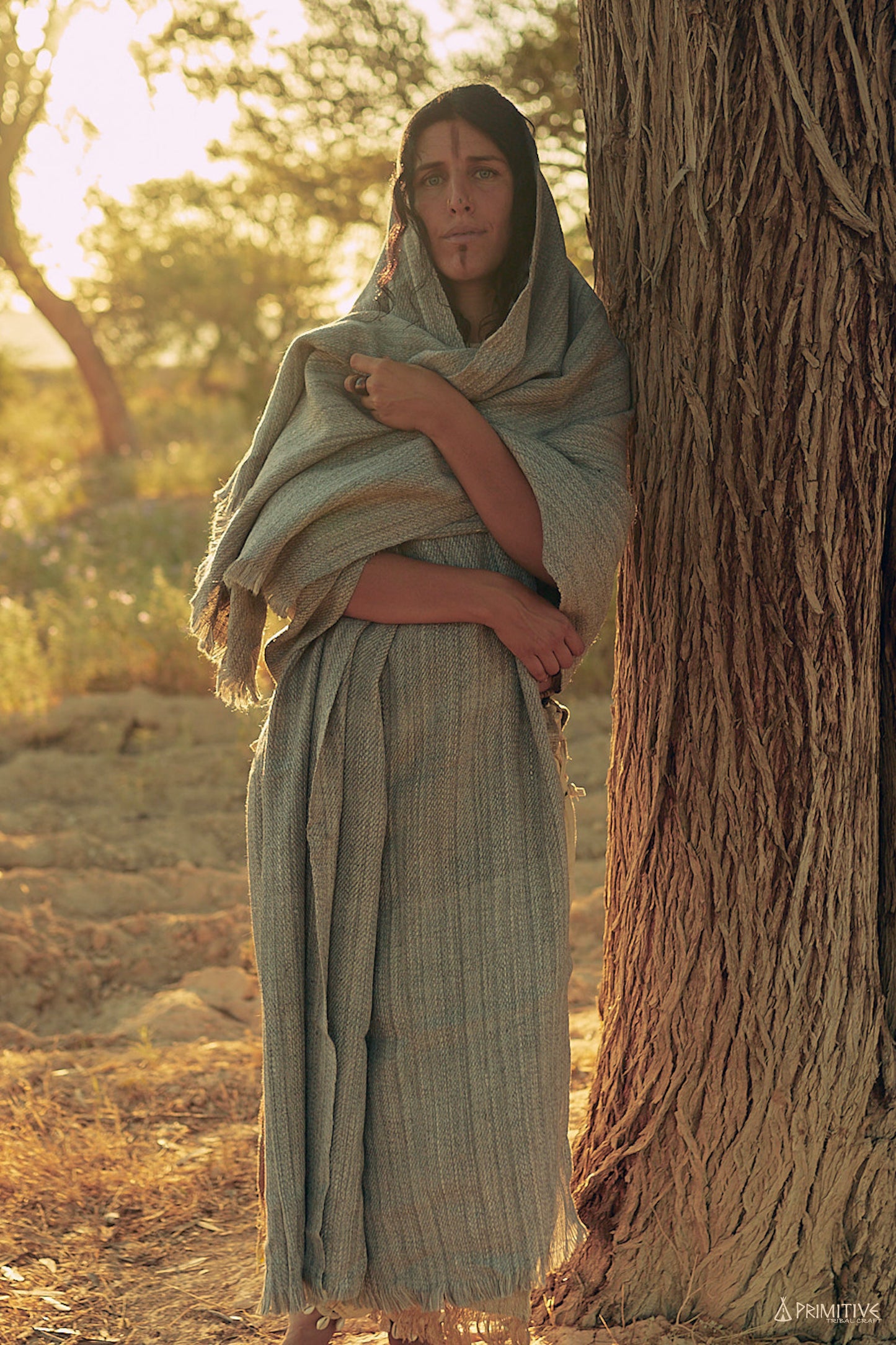 Großer Khadi-Wollschal >> Handgewebte Decke