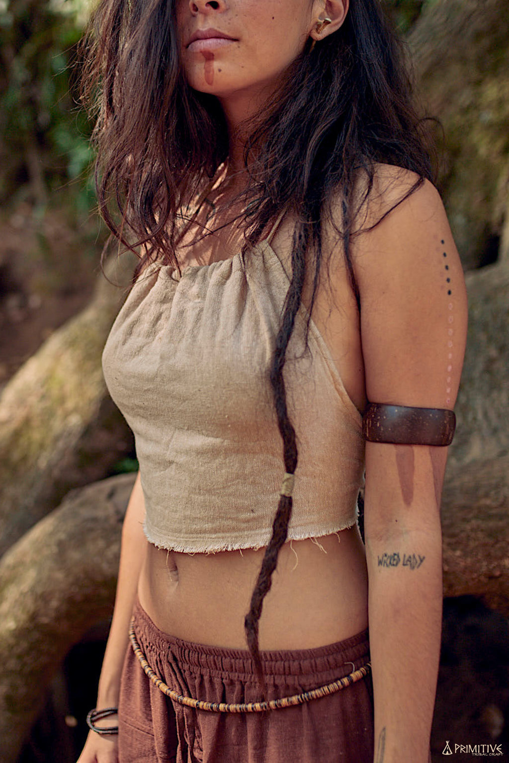 Wild Spirit Outfit ⋙⋘ Cotton Tie Top + 3/4 Harem Pants ⋙ Natural Cotton