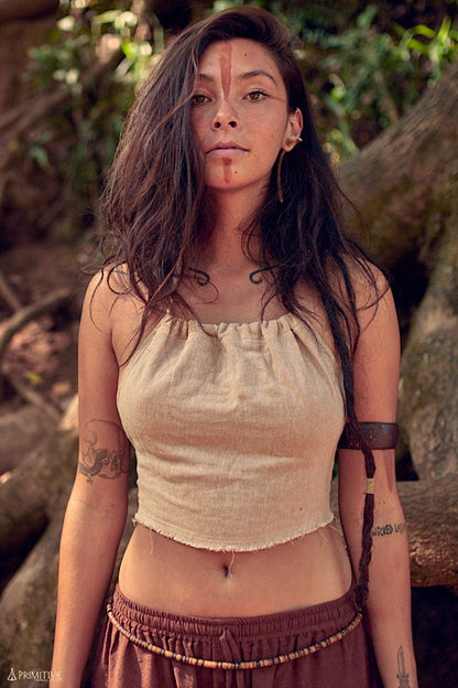 Wild Spirit Outfit ⋙⋘ Cotton Tie Top + 3/4 Harem Pants ⋙ Natural Cotton