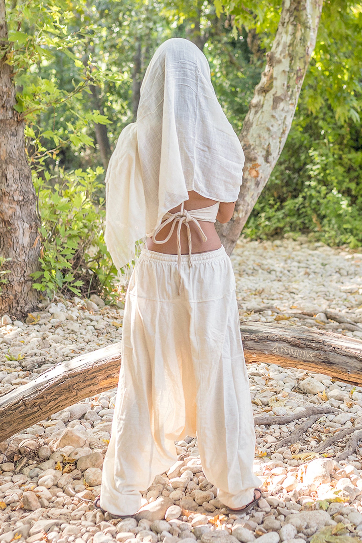 Namaste ॐ Outfit ⋙⋘ Tulsi Rudraksha Necklace ๑ Natural Cotton Scarf ๑ Cotton Tie Top ๑ Harem Pants