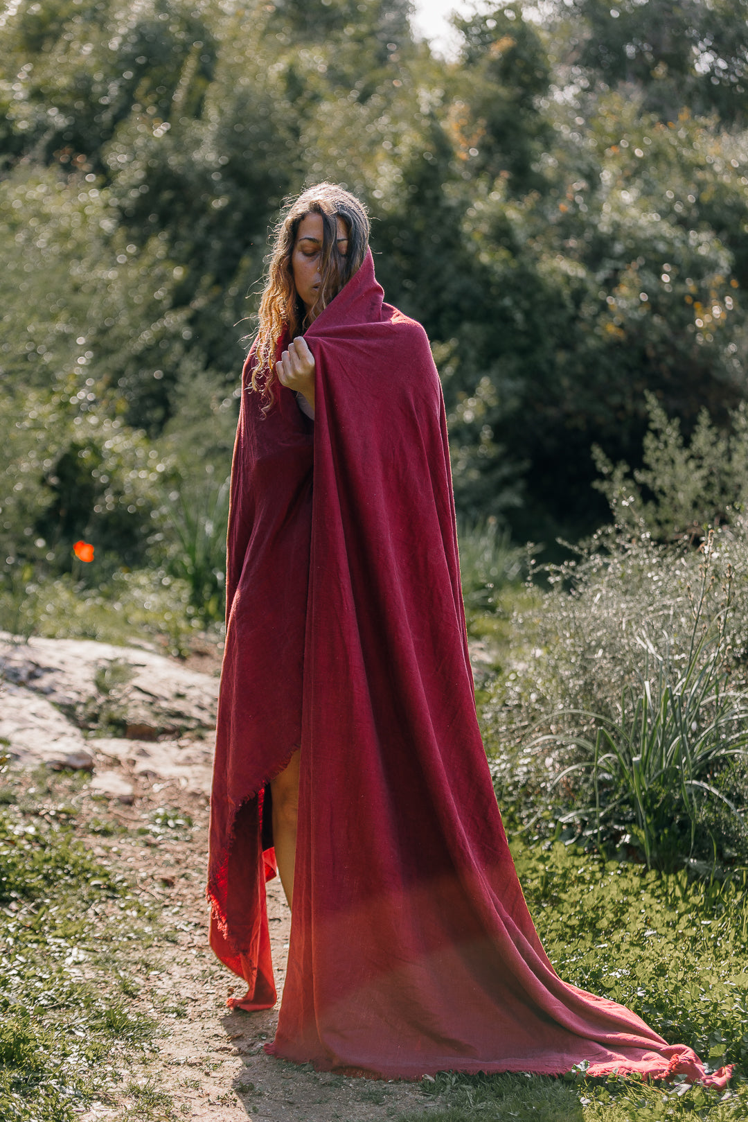 Huge Handwoven Raw Silk Shawl ~