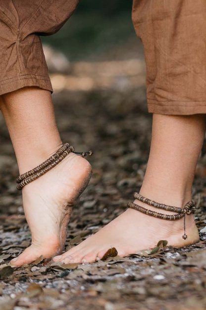 Double Anklet Bracelet ⋙ Coconut Beads ⋙ Set of 2