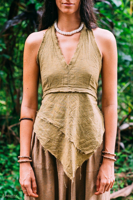 Erdfransenshirt ⋙ Naturfarbstoff ⋙ Handgewebte Baumwolle