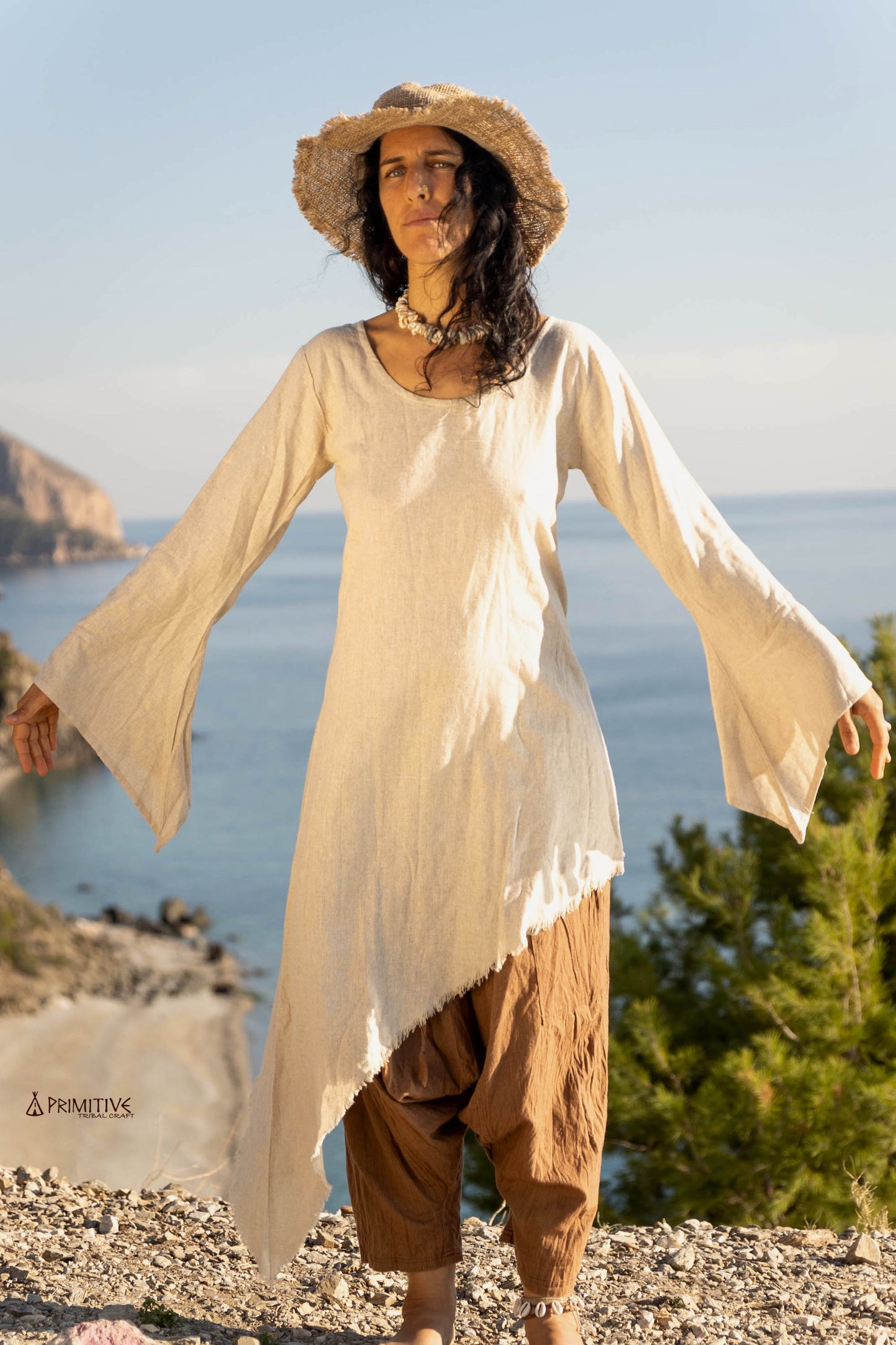 Asymmetrical Long Sleeves Dress ⫸ Raw Silk