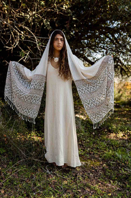 Handwoven Cotton Shawl – Block Printed Lightweight Scarf