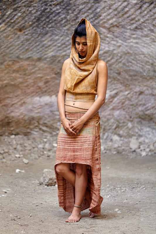 Feenrock ⋘⋙ Handgewebte Khadi-Baumwolle ⋘⋙ Erdiger Tribal-Rock