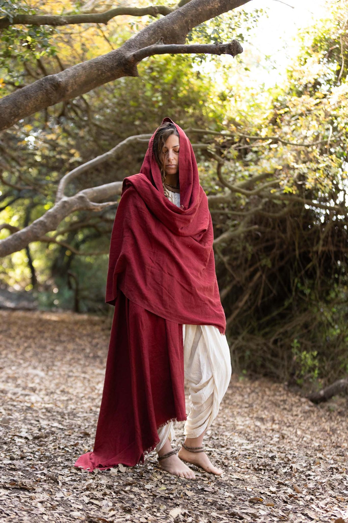 The Monk - Huge Handwoven Raw Silk Shawl