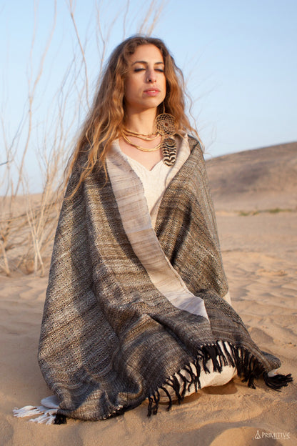 Handwoven Silk And Wool Shawl ~ Traditional Tribal Work ~