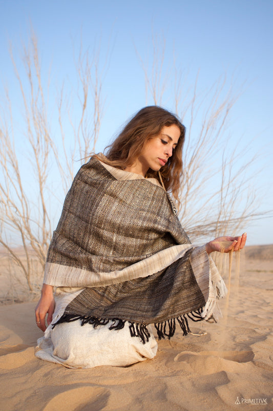 Handwoven Silk And Wool Shawl ~ Traditional Tribal Work ~