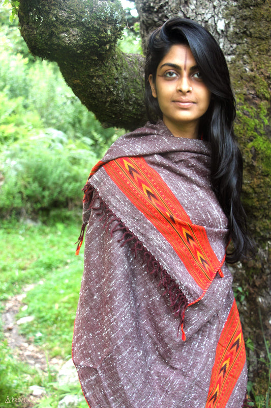 Kullu Shawl ⫸ Traditional Wool Shawl with Tribal Pattern