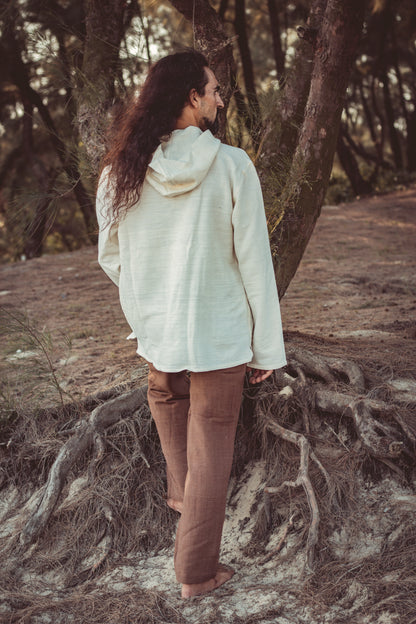 Pullover mit Kapuze ⫸ Handgewebte Khadi-Baumwolle