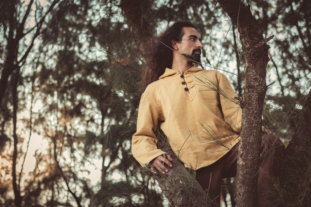 Pullover with Hoodie ⫸ Handwoven Khadi Cotton