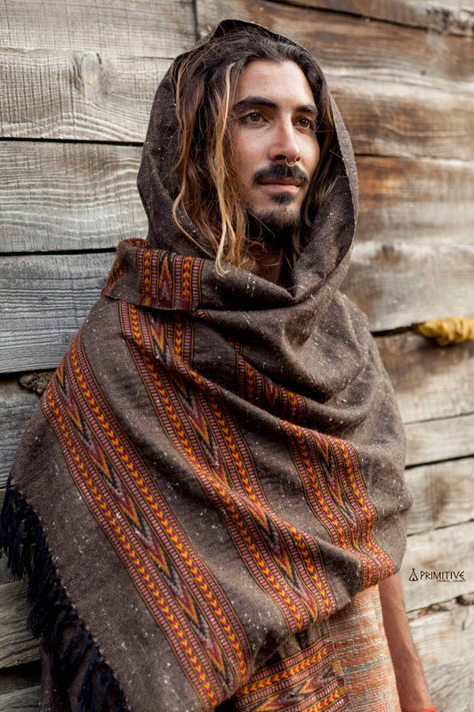 Kullu Shawl with Tribal Pattern ~ Pure Handloom Himalayan Wool