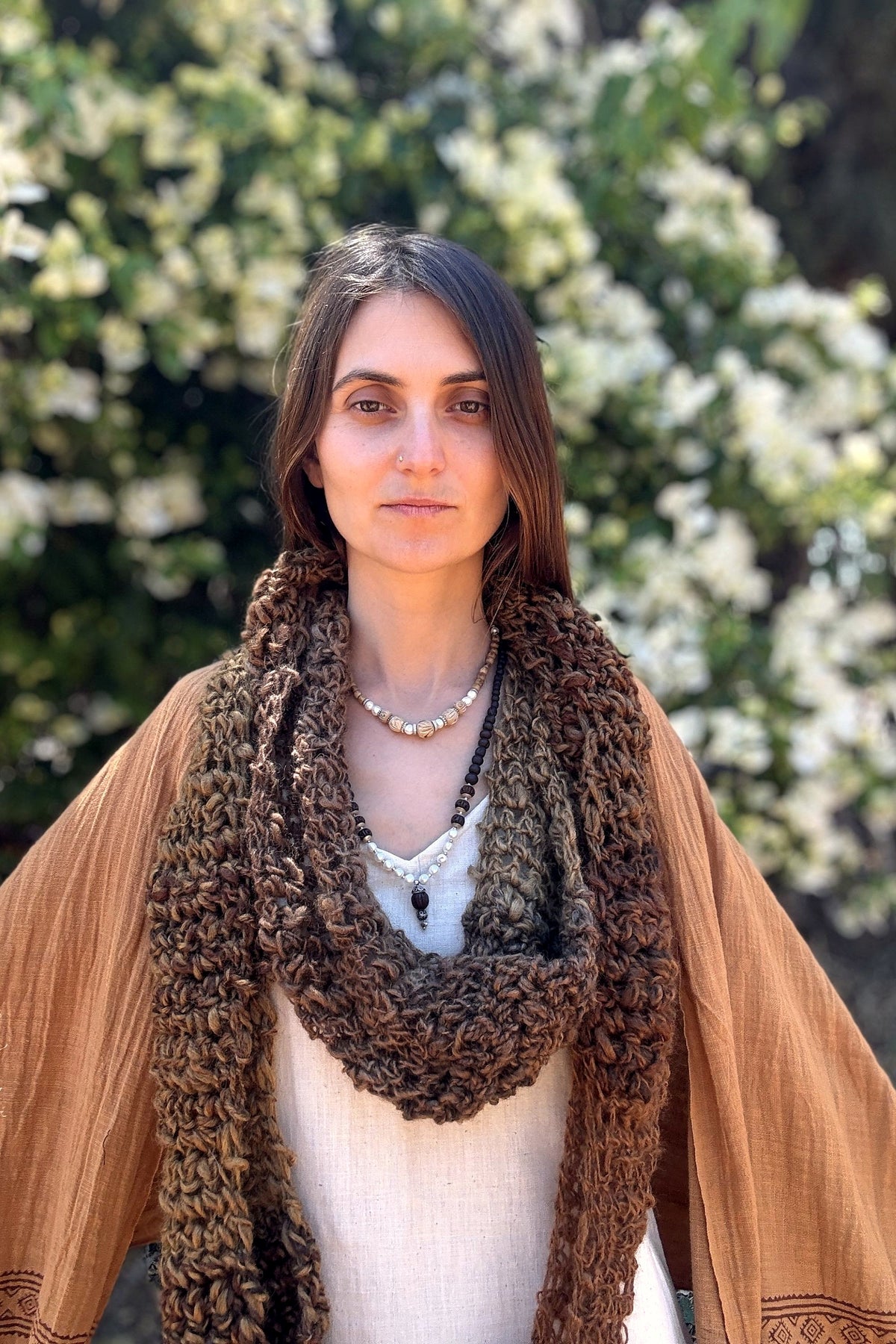Knitted Loop Shawl ⋙๑ HandSpun Plant Dye Wool