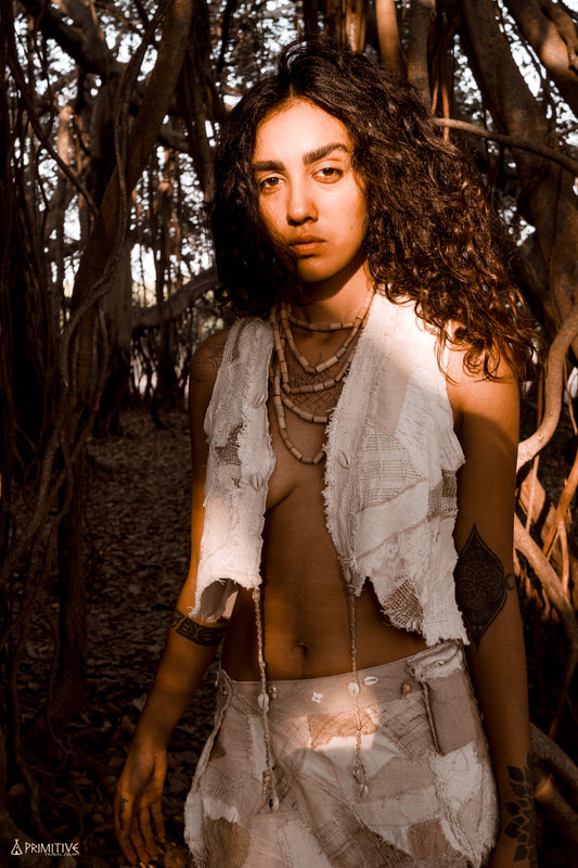 Gipsy Caravan Weste ⋙⋘ Einzigartige erdige geflickte Weste